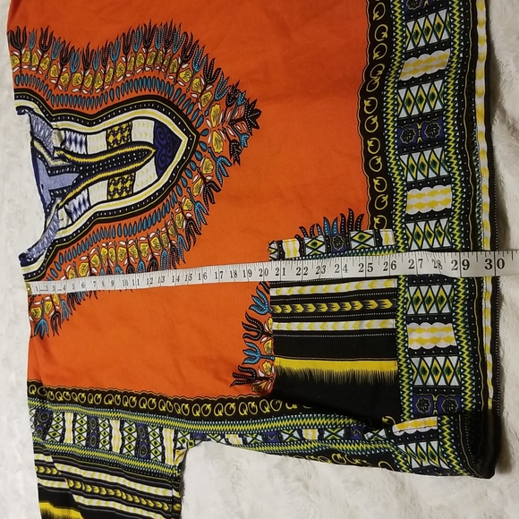 Dashiki African Print Pullover Shirt Top Blouse Orange Size Medium - Picture 3 of 6